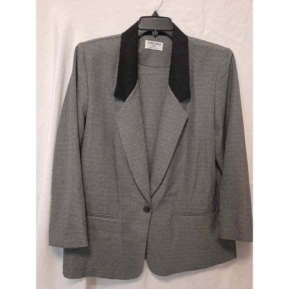 Alfred Dunner Pants - Alfred Dunner Vintage Houndstooth Blazer Black White Velvet Collar 18W USA Made